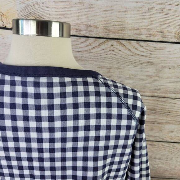 Draper James Natalie Sweatshirt in Gingham Navy White Size Extra Large - Picture 4 of 9